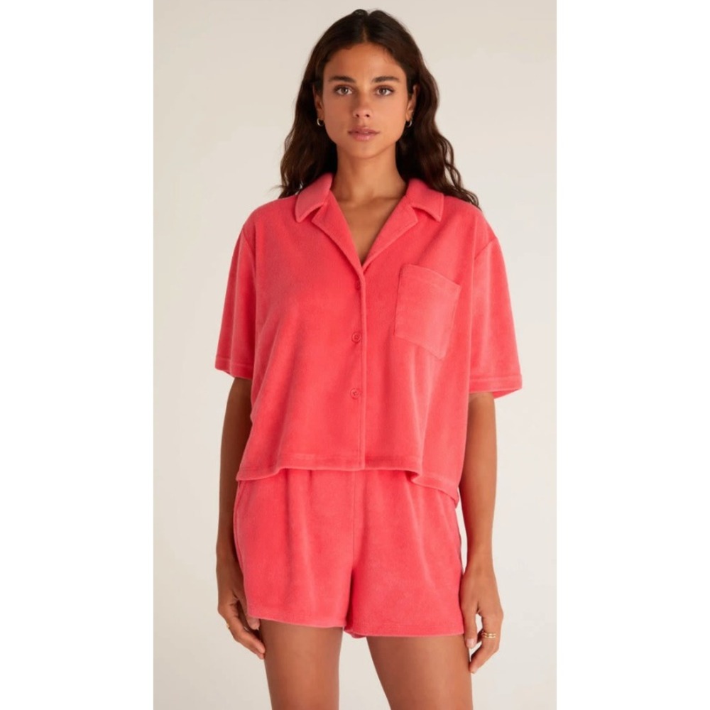 Z Supply Resort Loop Terry Cloth Set Strawberry Pink S/M Loungewear